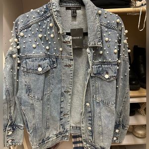 Forever 21 Denim Pearl Jacket